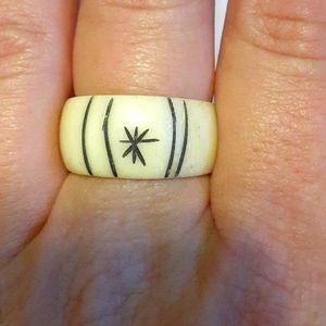 Vintage hand carved antler ring